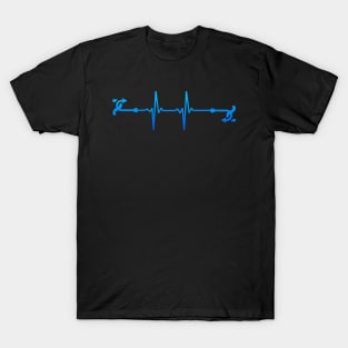 fishing hook heartbeat blue T-Shirt